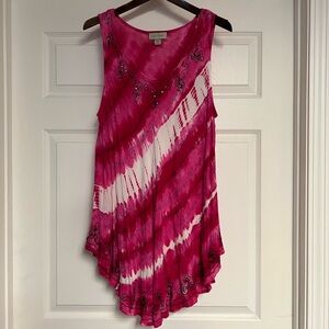 Charlie Paige Fuchsia, White Sleeveless Tunic Top NWOT | Size: L/XL
